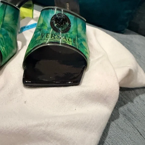 Versace Black and Green Mules - Picture 5 of 16